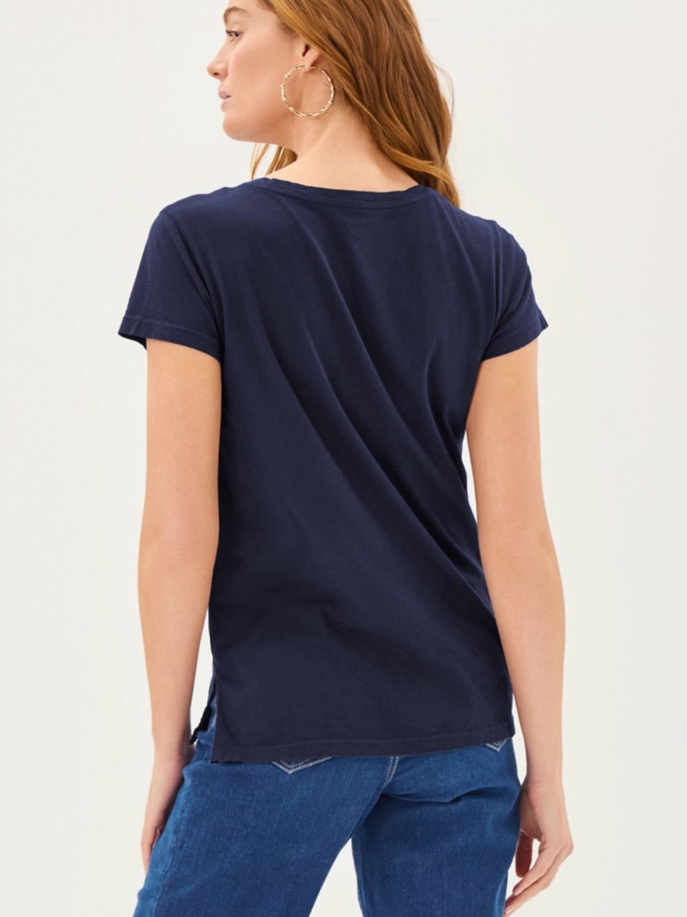 Women’s Lily Pulitzer Meredith Tee, True Navy, Size Medium, Pima Cotton - Picture 3 of 15